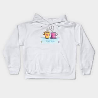 Coffee cups love Kids Hoodie